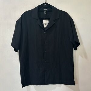 FOREVER 21 WOVEN TOP SHIRT BLACK OVERSIZED MENS SZ SMALL NEW